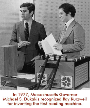Ray Kurzweil with Massachusetts Governor Michael Dukakis in 1977